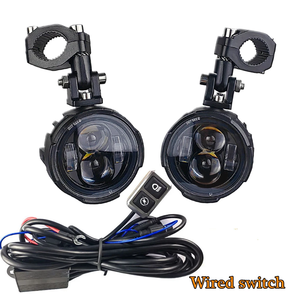 

100W Мотоциклетные Противотуманные Фары LED Дополнительные Ходовые Огни Двухцветные Мотоциклетные Прожекторы С Проводным Пере...