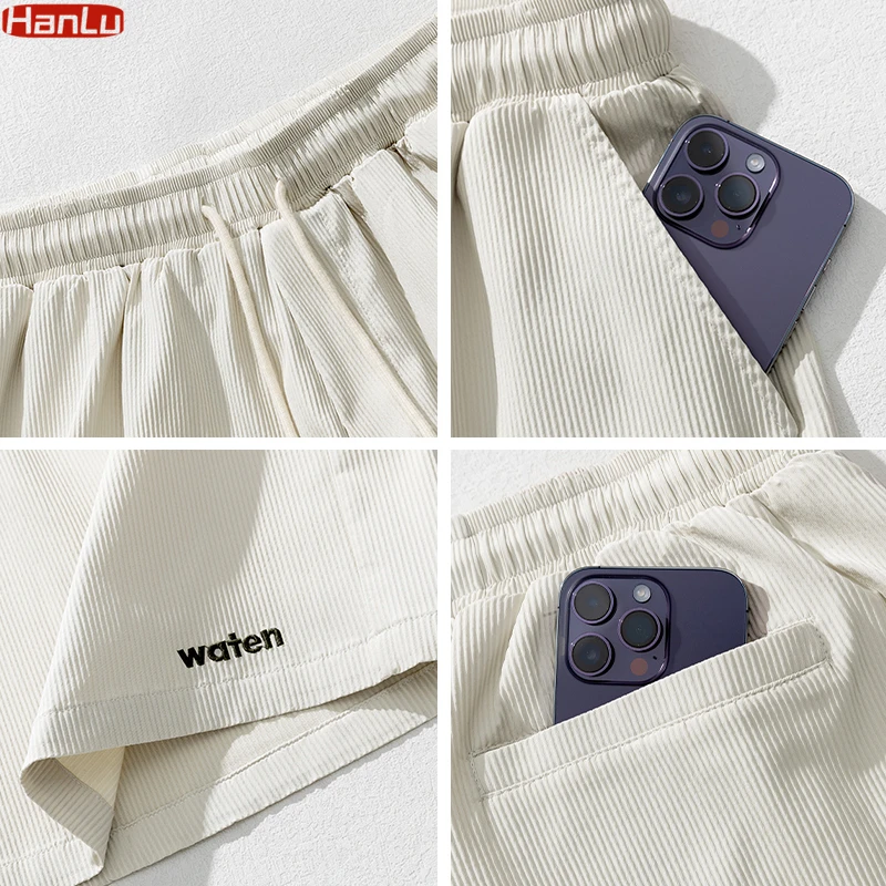 Summer New 2pcs Men's Sets Baggy Short Set Clothing Loose  Cross threaded drawstrin T Shirts /Shorts Stylish Oversize Streetwear