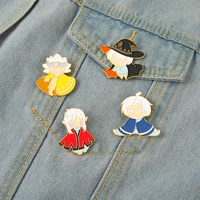 cartoon anime game character enamel pin cute boy girl white hair brooch denim backpack badge accessories gift for friends childs