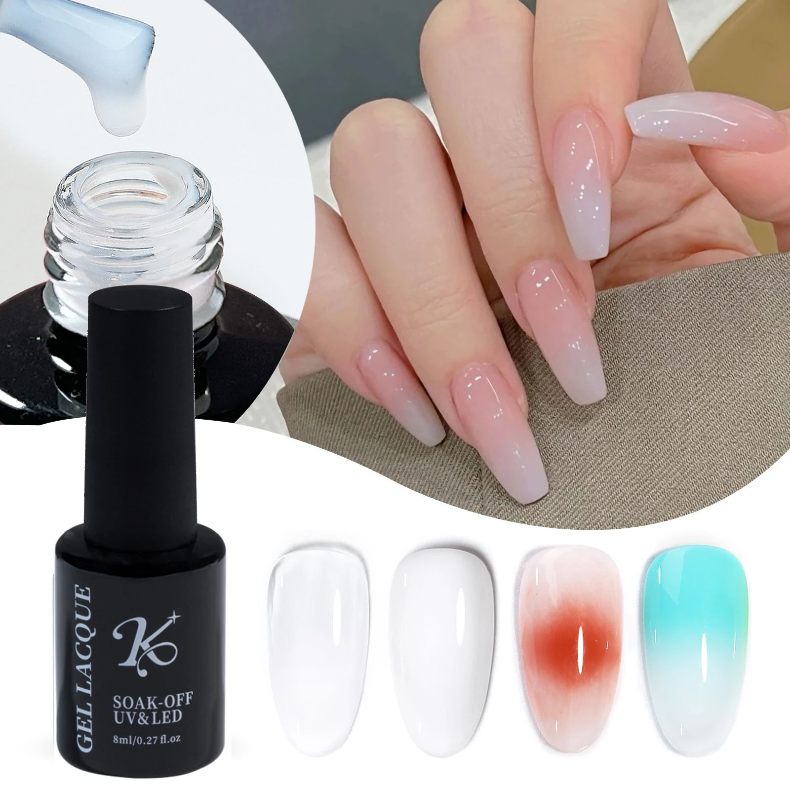 

8/15ml Milk white Blossoming Gradient uv gel nail polish free shipping esmaltes semipermanente uv led Function Manicure Gel