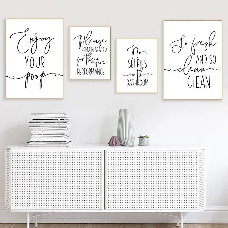 Забавный знак для ванной комнаты холст плакат настенные художественные принты
