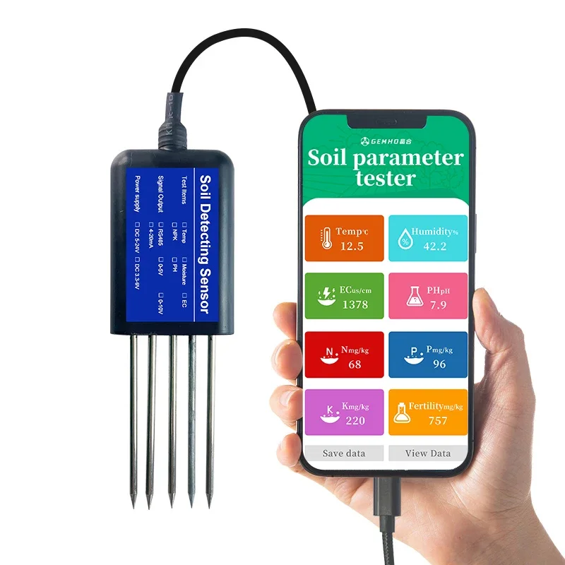 Производитель Gemho USB type-c выход 8 В 1 встроенный датчик pH почвы Npk