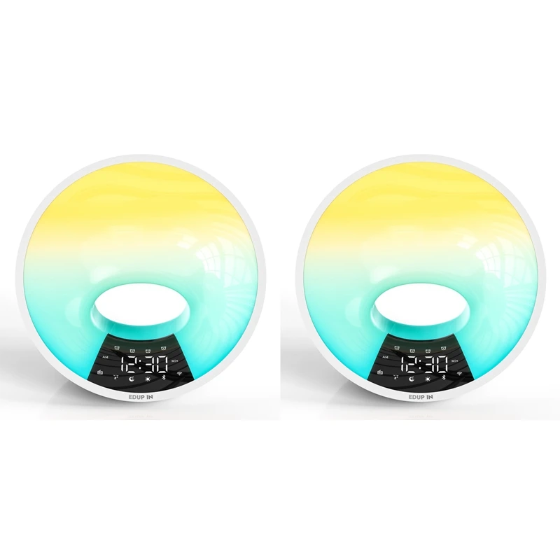 

Sunrise Alarm Clock Wifi Tuya Smart APP Wake Up Clock Light Simulation Duals Alarm FM Radio Adjustable Ligh