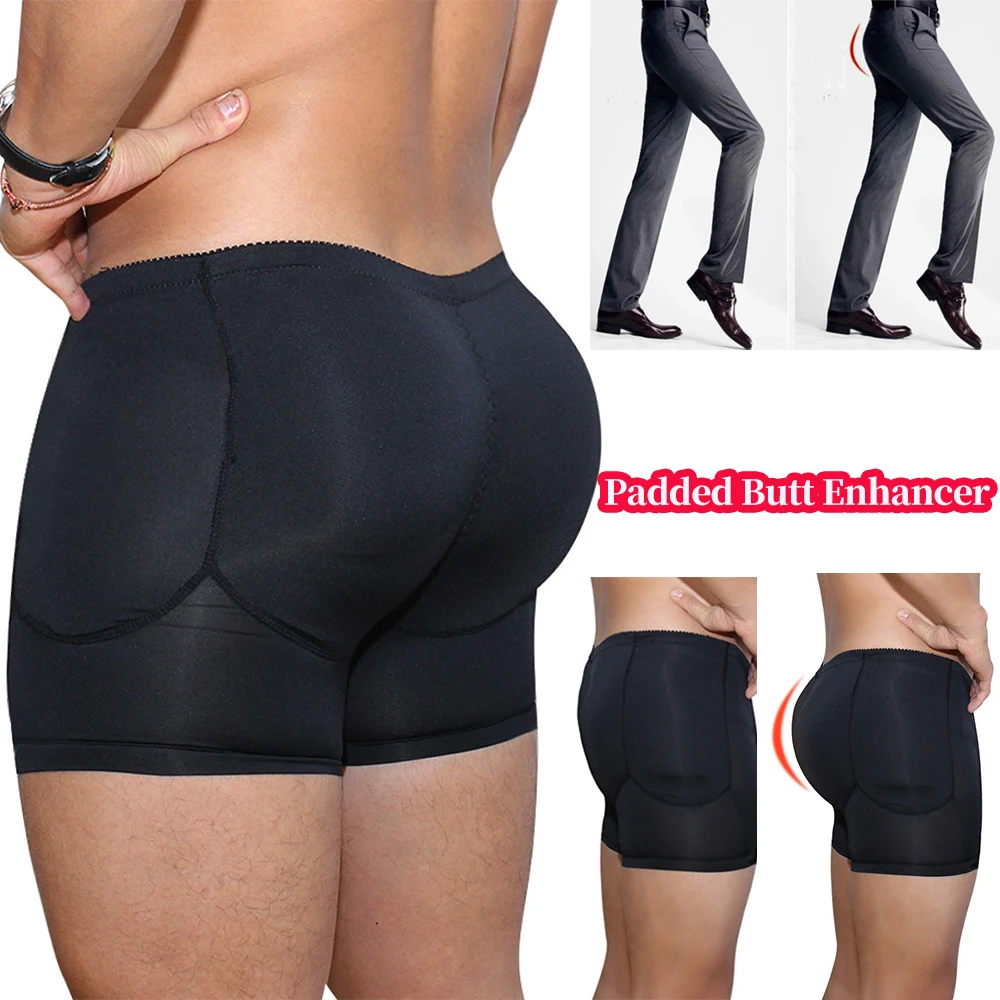 Men Padded Butt Enhancer Booty Booster Molded Boyshort Shapewear Underwear Boxer Men's Tuck In and Hip Lifting Shorts Gym Wear