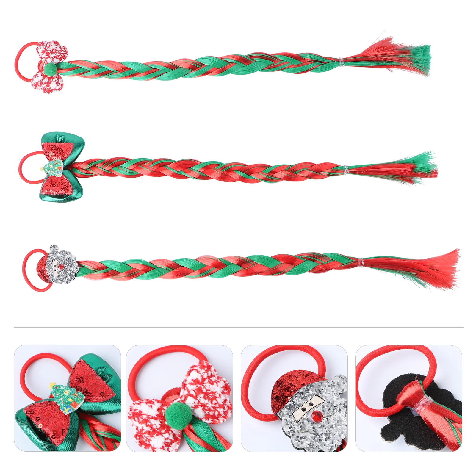 

Цветная плетеная веревка для волос, аксессуары для девочек, имитация косичек, Рождество, Рождество