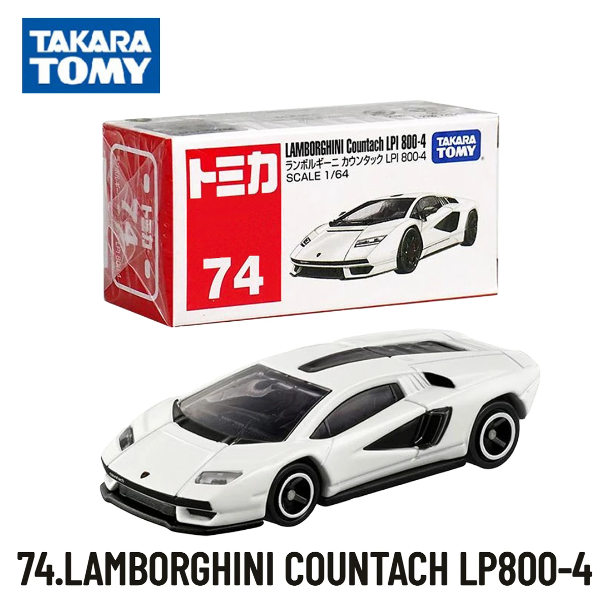 

Takara Tomy Tomica Cars 61-90, Scale Model 74.LAMBORGHINI COUNTACH LP800-4 Replica, Kids Room Decor Xmas Gift Toys for Baby Boys