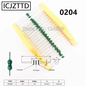 Индуктор 0204 1/8 Вт, 0, 125 Вт, цветное кольцо, индуктивность 0, 10uh, 0, 1uh, R10M, 0, 22uh, R22M, 0, 33uh, R33M, 0, 47uh, R47M, 0, 56uh, R56M, 0, 68uh, R68M