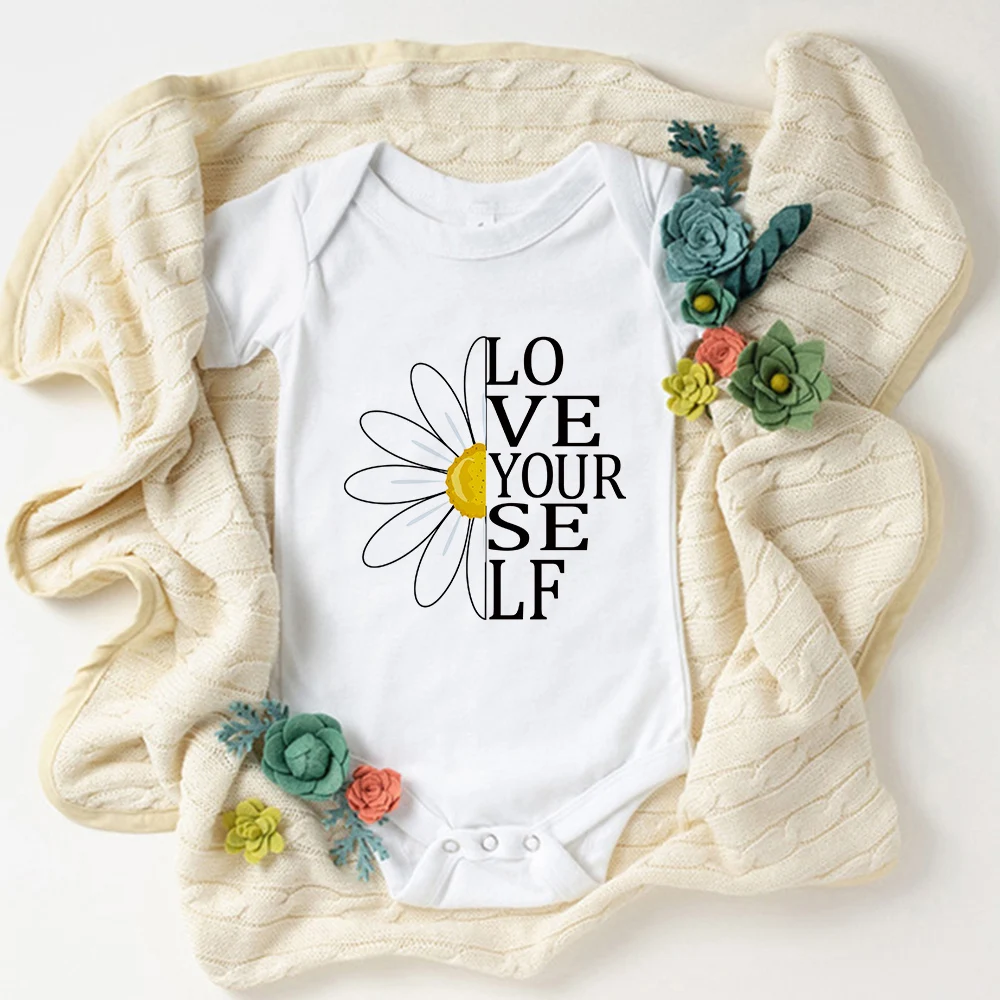 

Летняя воздухопроницаемая Одежда для новорожденных, с принтом «Love Yourself»