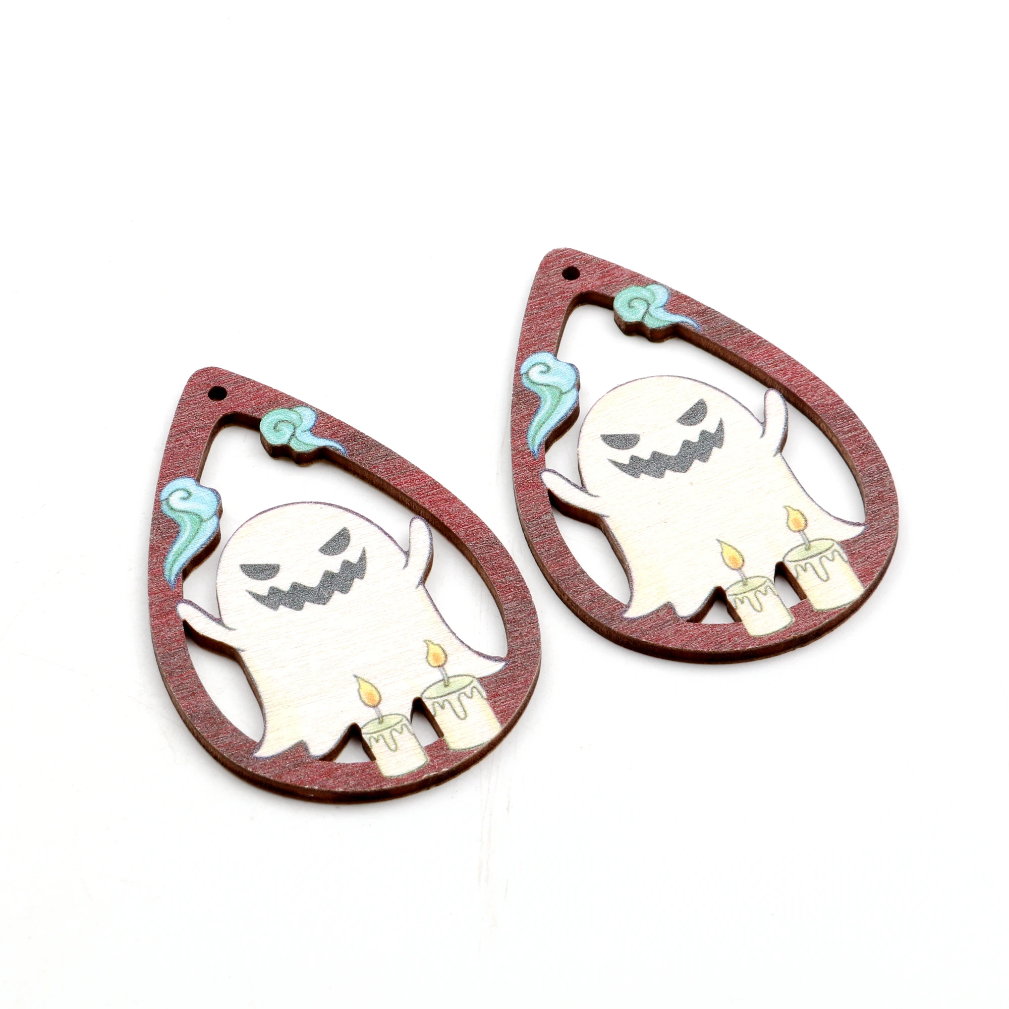 Деревянные подвесные серьги сделай сам на Хэллоуин Подвески ко Дню всех святых