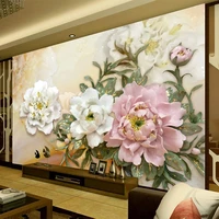 custom photo wallpaper 3d stereo embossed beautiful peony flower mural living room tv study background wall decor 3d wall papers