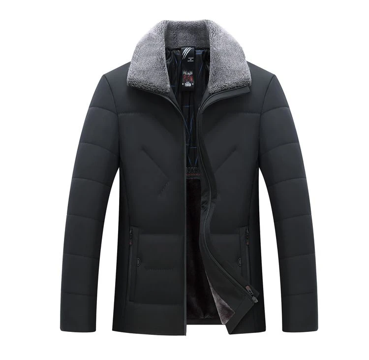 

2022 New Fleece Jacket Men 's Warm Thicken Turn-down Collar Coat Brand Fashion Winter Fleece Parkas Elder Male Clothings R15