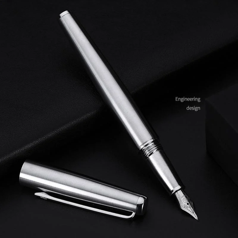 

Hongdian 517S Metal Fountain Pen Silver clip Ink Pen Iridium Extra Fine 0.4mm/Fine 0.5mm Nib Office School Supplies Stationery