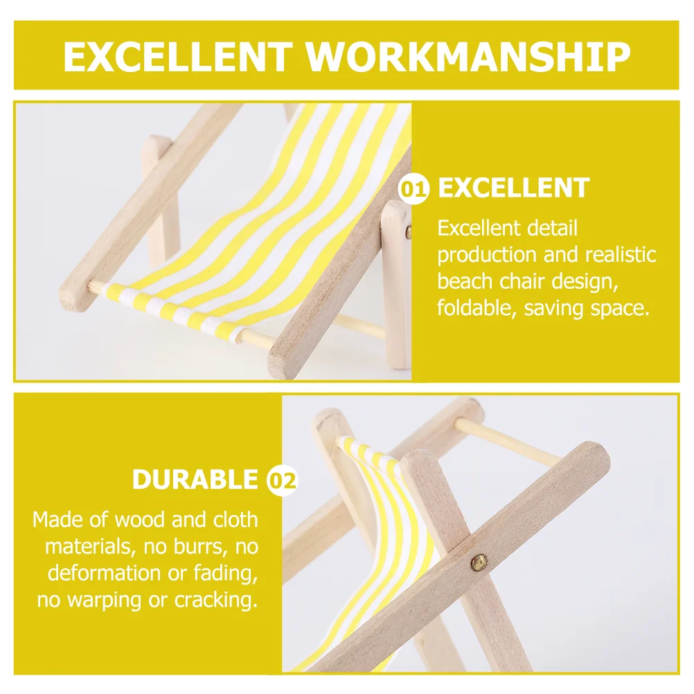Миниатюрный пляжный стул и стол: 3 складных стула для газона складной деревянный