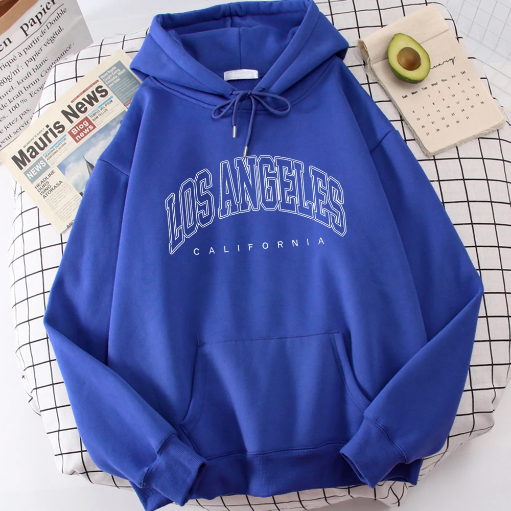 

Los Angeles, United States Double Outline Hoodies Women'S Fleece Clothing Hip Hop Crewneck Hoody Casual Oversize Woman Tops New