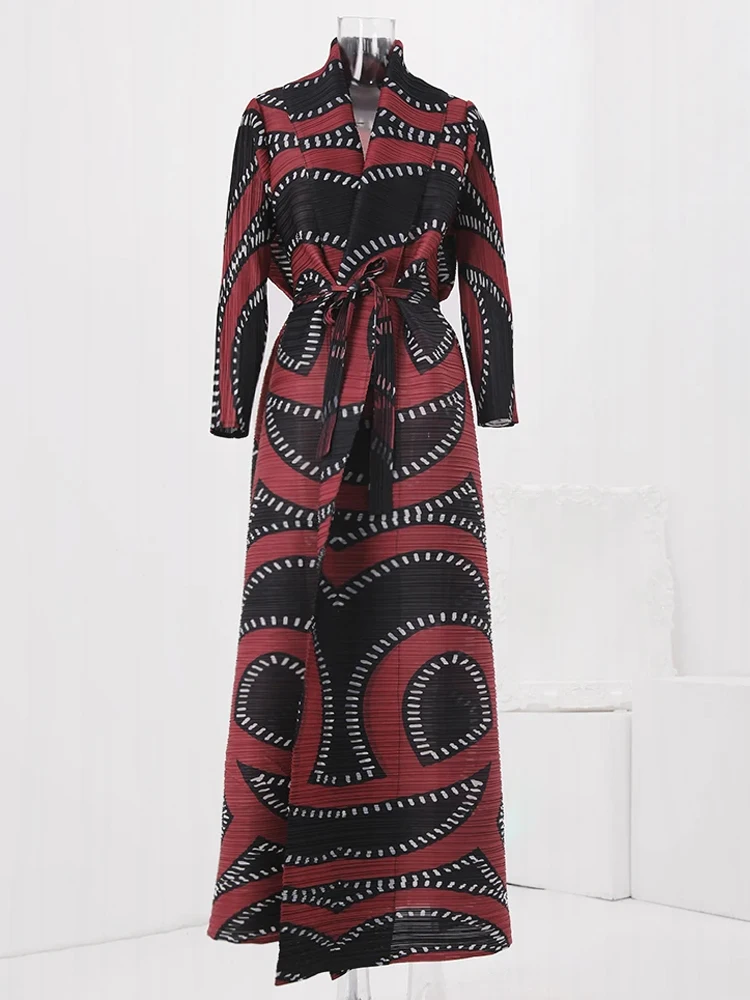 Женское Плиссированное дизайнерское пальто ANLAN Длинная ветровка контрастных