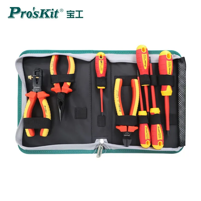 

Набор инструментов для электромонтажа, инструмент для зачистки проводов, отвертка и плоскогубцы с изолированным разъемом 1000 В, 9 в 1