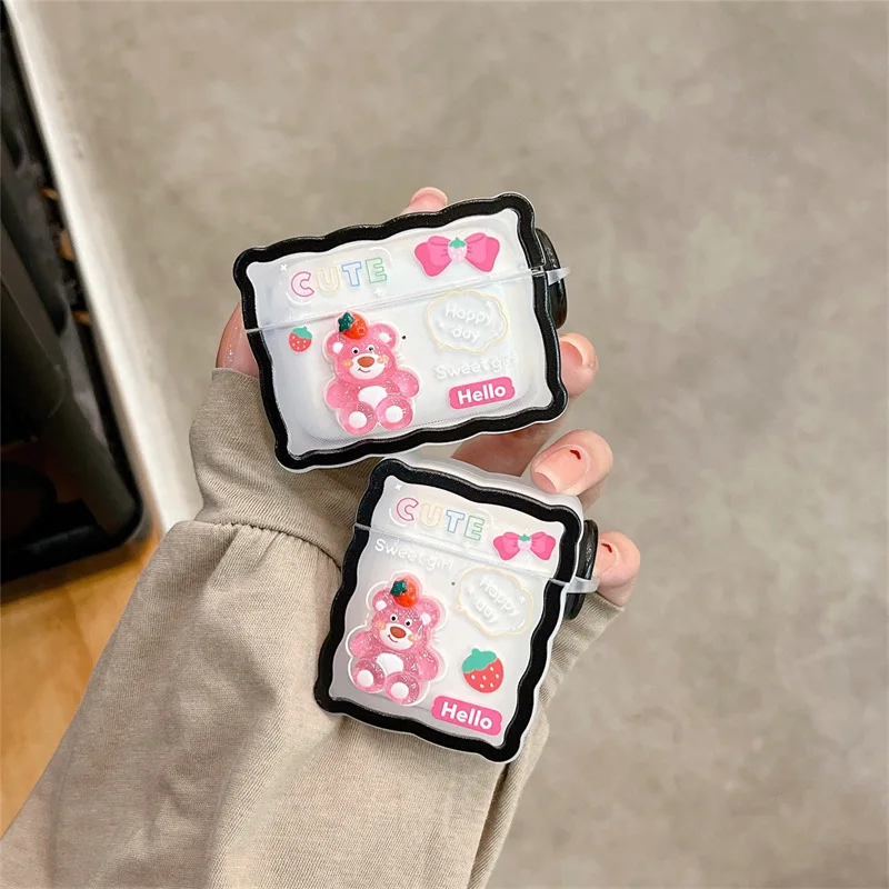 

Stereo Cartoon Cute Pink Bear Case for Apple AirPods 1 2 3 Pro Cases Cover IPhone Bluetooth Earbuds Earphone Air Pod Pods Case