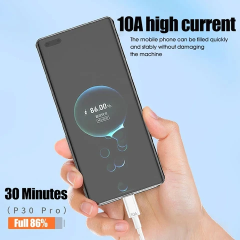 Супер быстрый кабель USB Type C 10A 120 Вт для Huawei 30 Xiaomi redmi Samsung Poco f5, зарядный кабель USB C для быстрой зарядки, шнур для передачи данных