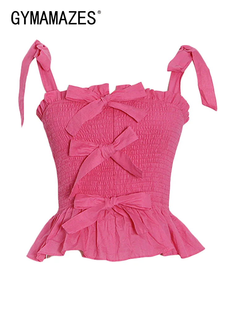 

Майка женская составного кроя с бантом и квадратным воротником, без рукавов