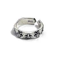 tulx simple five pointed star pattern mens ring retro style hip hop motorcycle rock jewelry women wholesale boyfriend gift