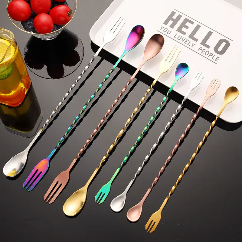 

Creative Long Spiral Handle Cocktail Spoon Stainless Steel Whisky Wine Mixing Spoon Shaker Muddler Stirrer Bar Accessories