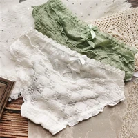 japan and south korea sweet fresh and cute student bow lace sexy low waist womens underwear fashion printing perspective lori