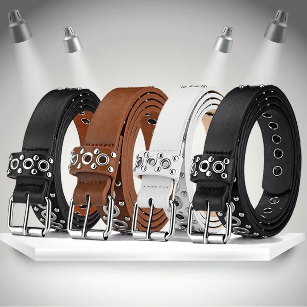 

Fashion Luxury Brand Design Casual Female Rivet Waist Band Pin Buckle Waistband Gothic Leather Belt Ladies Dress Strap