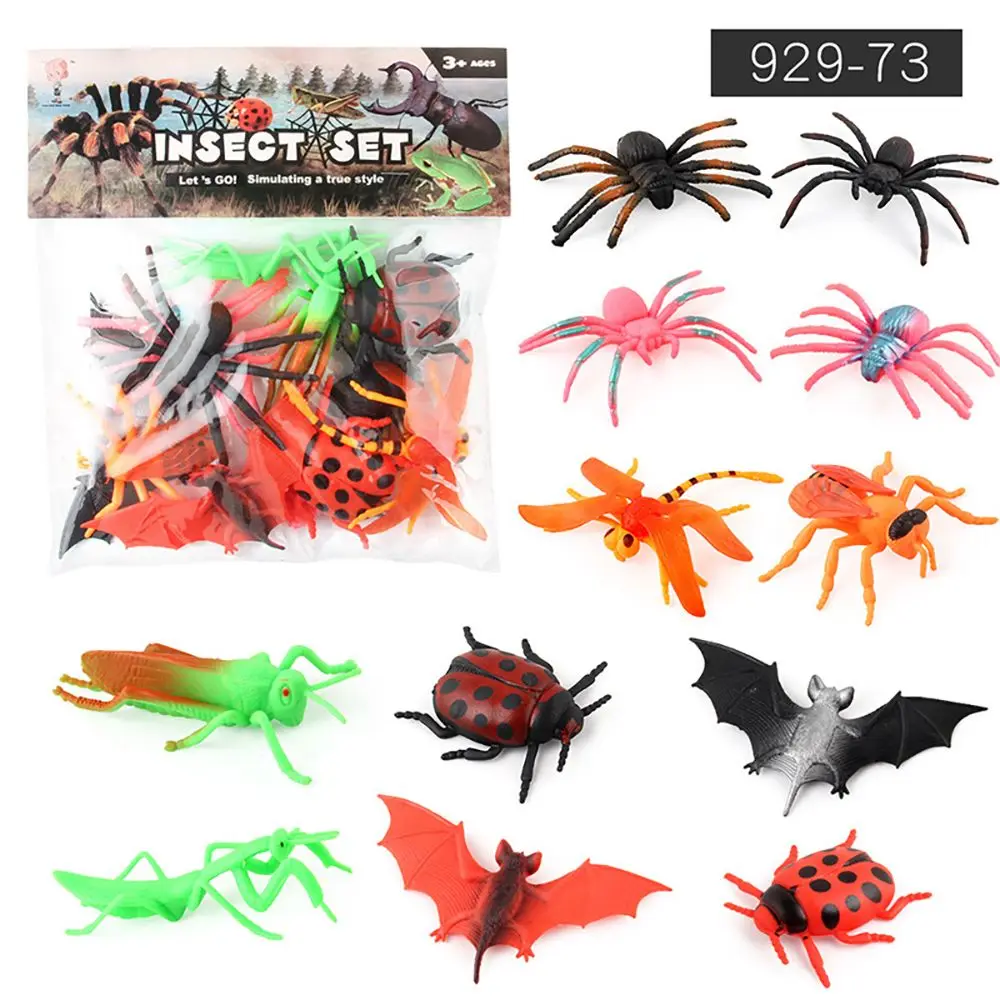 

Science & Nature Teaching Toys Lifelike Insects Model Locust Dragonfly Ladybug Spider Bat Figurine Halloween Scenes