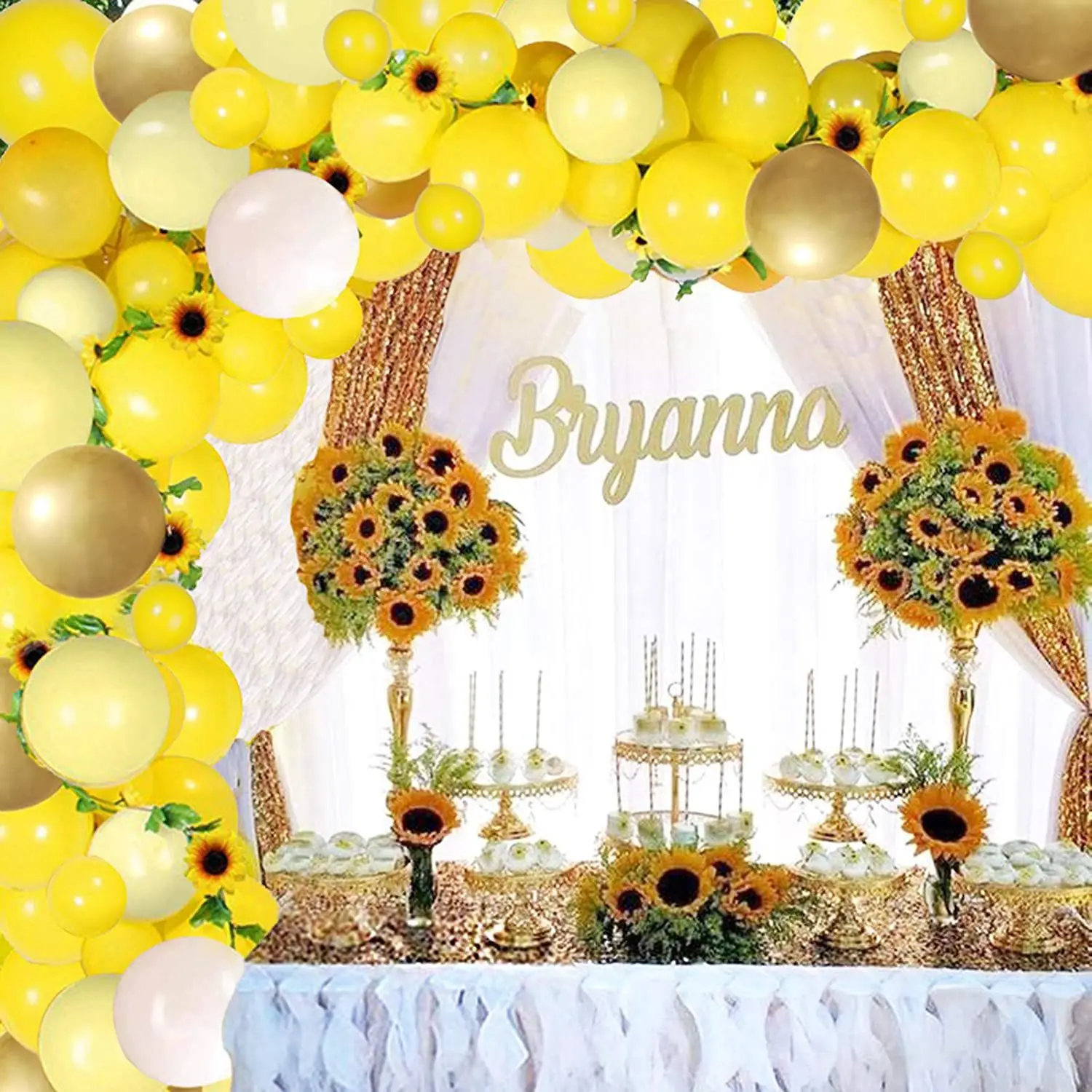 

JOYMEMO Sunflower Themed Balloon Garland Arch Kit Yellow Balloon Set for Birthday Wedding Baby Shower Party Decorations Supplies