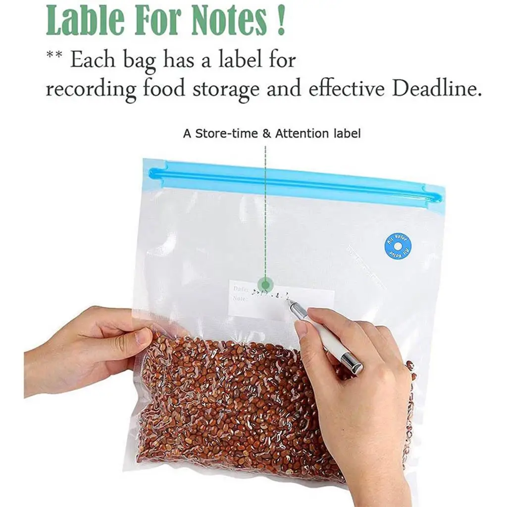 15 многоразовых пакетов для вакуумной упаковки продуктов и насосных зажимов |