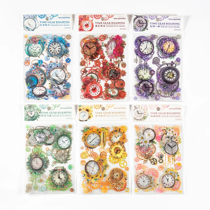 2Sheet Stickers Alarm clock lace Glossy Gold Scrapbooking Pa