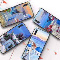 oia santorini greece church hand painted print phone case for samsung a51 a30s a52 a71 a12 for huawei 10i for oppo vivo y11