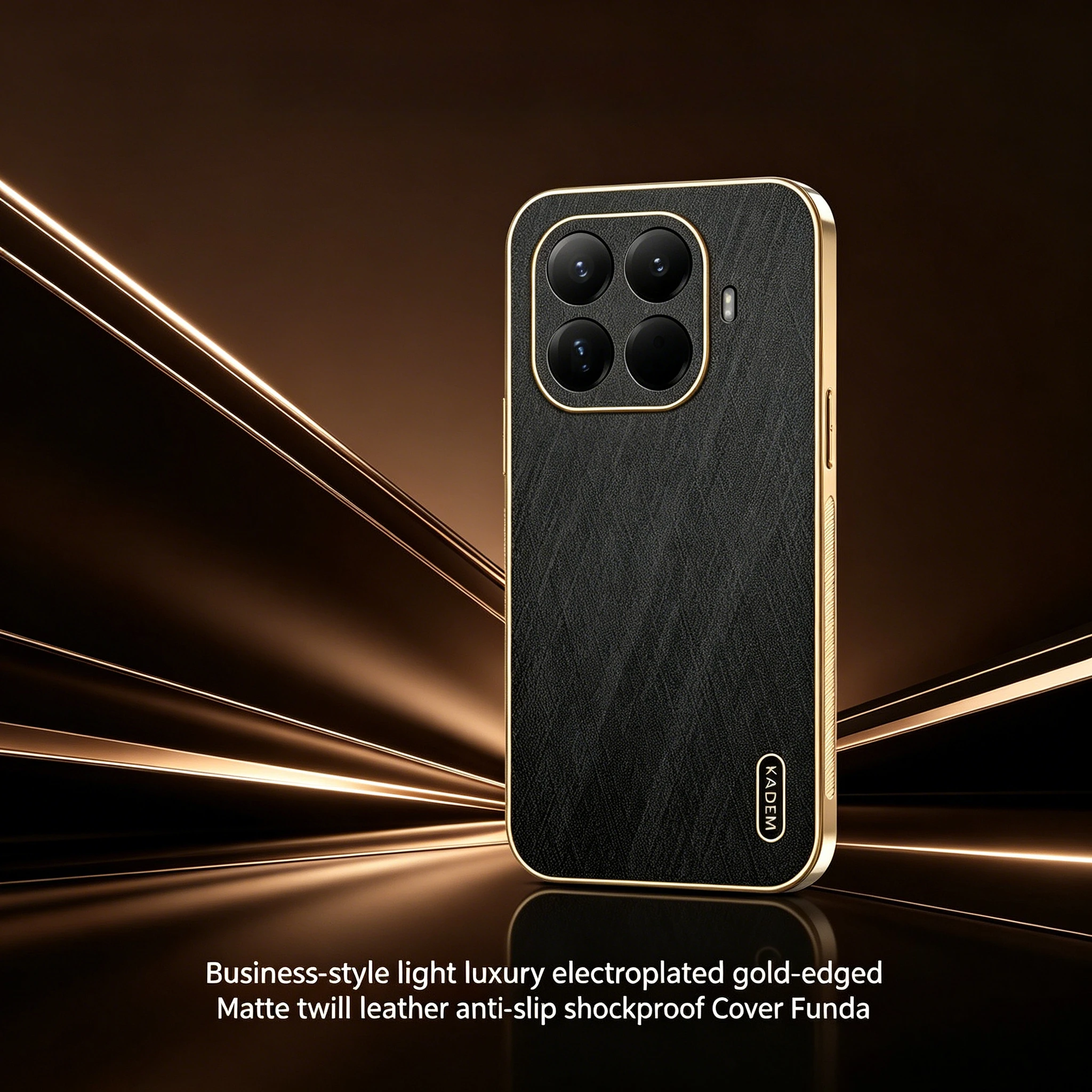 Фото Для Xiaomi 17T/17T Pro: Чехол-футляр бизнес-класса с матовой отделкой, золотистой окантовкой и твилловой кожей, противоударный, с защитой от скольжения №1