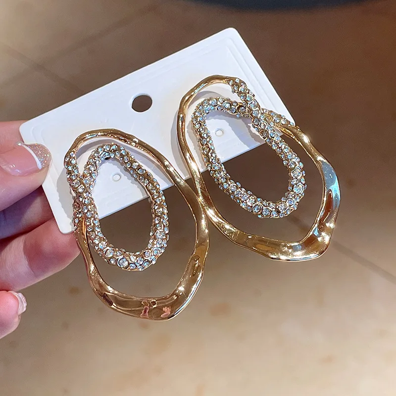 Женские Модные Серьги-гвоздики С Блестящими Стразами Овальной Формы