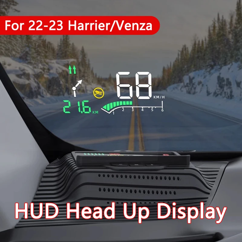 

Автомобильный дисплей на лобовое стекло для Toyota Harrier Venza 2022-2023 HUD, спидометр для безопасного вождения, проектор с HD экраном, аксессуары для интерьера