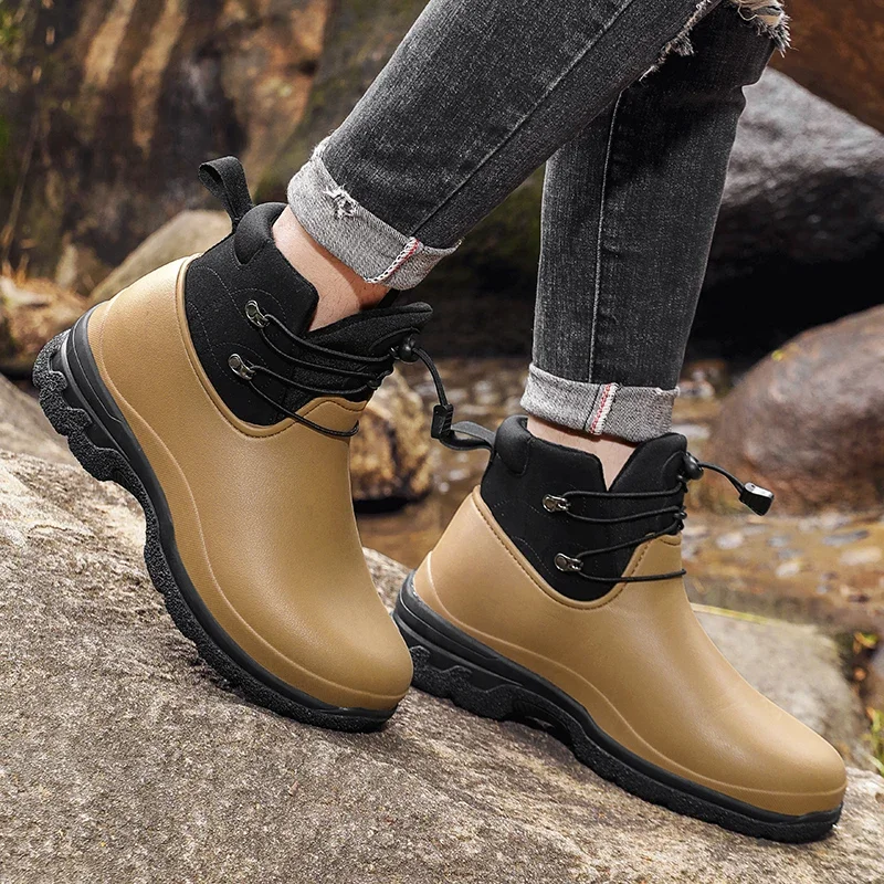 

High Quality Platform Mens Shoes 2023 New Waterproof Non-slip Men's Boots Fashion Outdoor Hiking Boots Botas De Trabajo Hombre