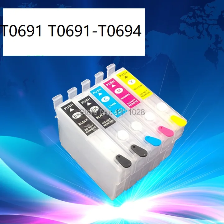 

5C Refillable ink cartridge for For Epson Stylus WorkForce 30/310/315/1100 with ARC,1 Set, 5 PCS