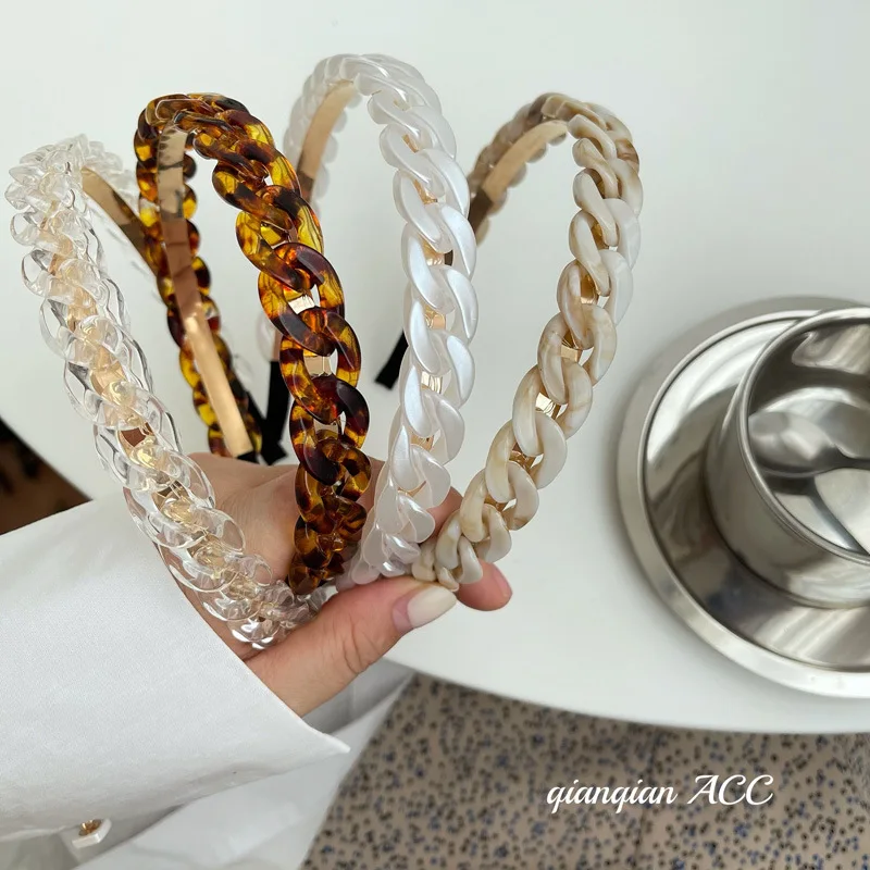 

Korean Transparent Acrylic Headband for Women Beach Hairband Lady Bow Tie Hair Hoop Fashion Vintage Headdress Hair Accessories