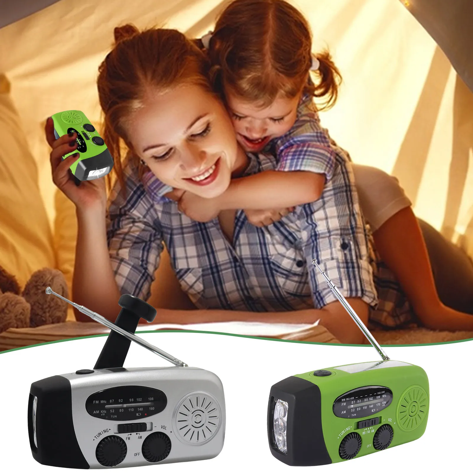 

Solar Hand Crank Weather RadioMulti-functional AM/FM Weather Radio For Survival 1200mAh Power Bank USB Rechargeable IPX3