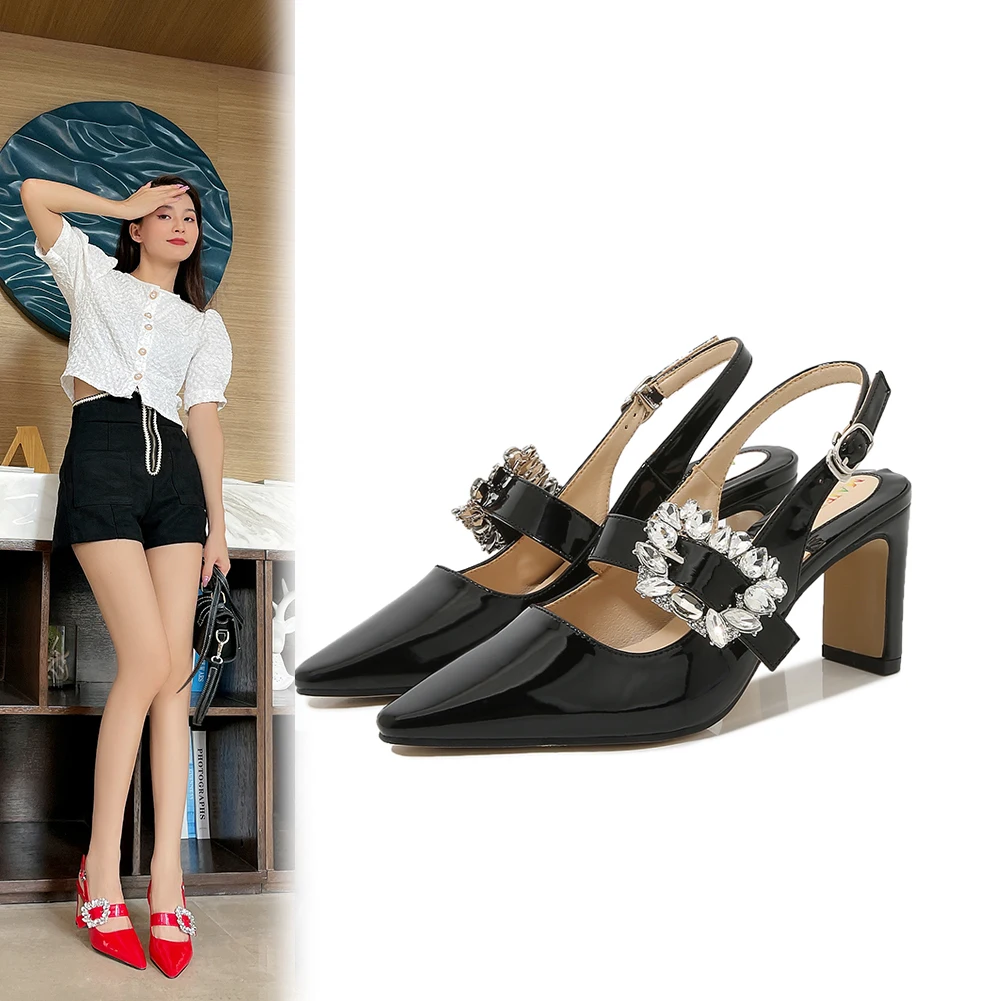 Bling Trans Cuban Heels с ремешком на щиколотке и босоножками из лакированной кожи 35–46