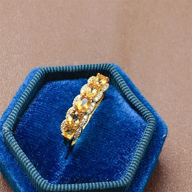 Женское Обручальное кольцо из натурального цитрина серебро 925 пробы подарок на