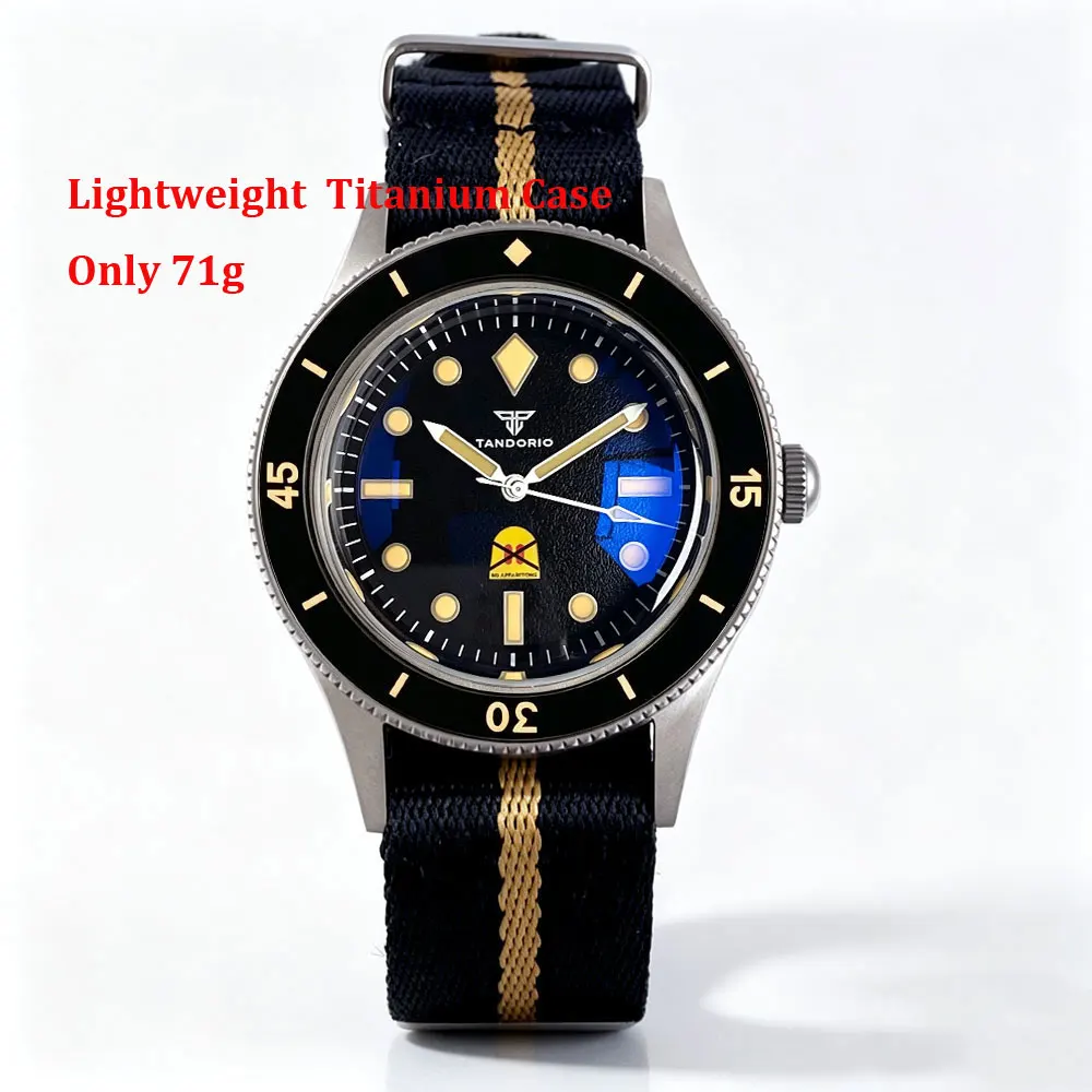 Фото Новые часы Grade 2 Titanium 50-Fathoms Style с японским механизмом NH35/MIYOTA 8215, сапфировым стеклом Bubble AR, винтажные, водонепроницаемость 20ATM, светящиеся стрелки. №3