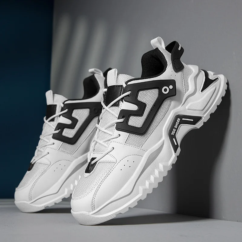 

Men's Sports Shoes Lace Up Thick Sole Heightening Fashion All-match Running Shoes Mesh Breathable Wear-resistant Walking Shoes