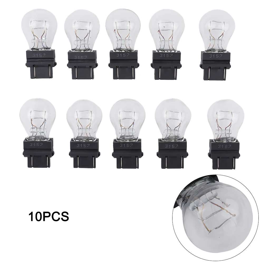 

10Pcs 3157 Clear And Amber Tail Signal Brake Light Bulbs Bright Light Bulbs Tail Brake Backup Reverse S8 Signal Lamp Turn Signal
