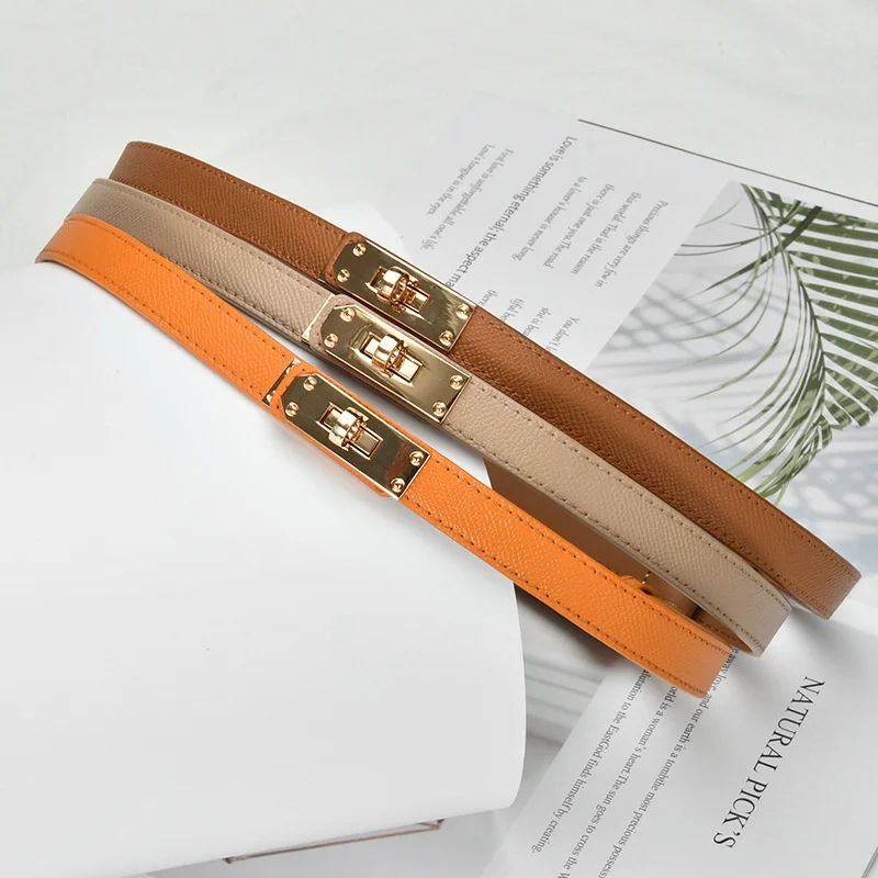 Popular Women Leather Thin Belts Fashion Decorative Belt Dress Small Suits Formal Corset Must-Have Belt Multiple Colors