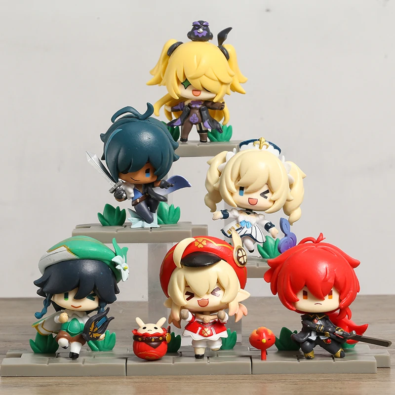 

Genshin Impact Barbatos Klee Fischl Kaeya Alberch Xiao Keqing Qiqi Morax Tartaglia Ganyu Figures Toys 6pcs/set Decoration Doll
