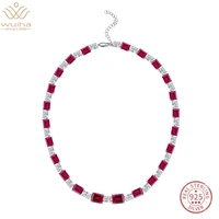 wuiha real 925 sterling silver 3ex vvs emerald ruby simulated moissanite cocktail chains necklaces for women gift drop shipping