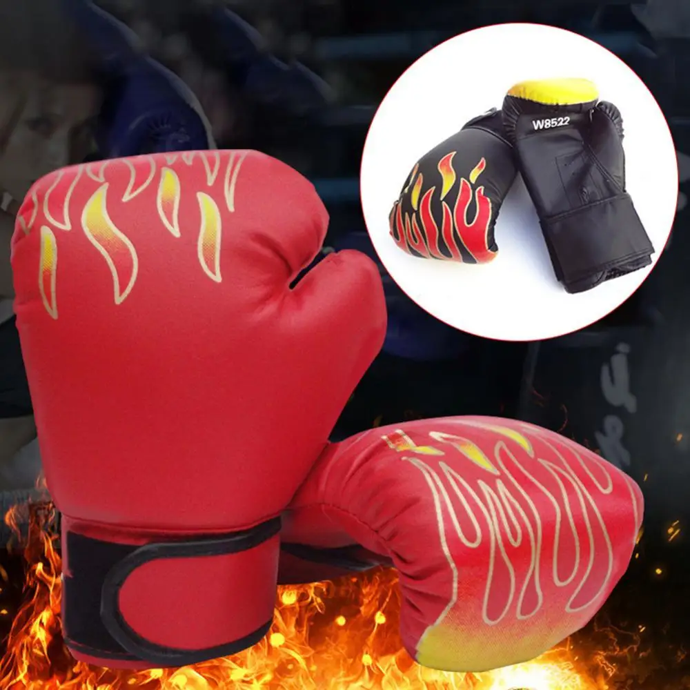 

Faux Leather Print Flame Adult Boxing Muay Thai Training Sandbag Hand Gloves