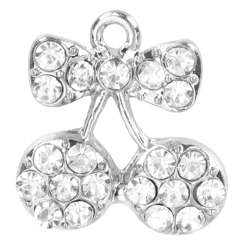 

10pcs/lot Cherry Rhinestone Dangle Handmade Charms Pendant DIY for Bracelet Necklace Bag