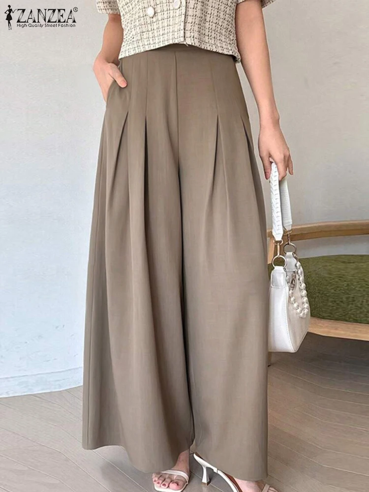 ZANZEA повседневные костюмные брюки женские широкие капри 2024 летние элегантные